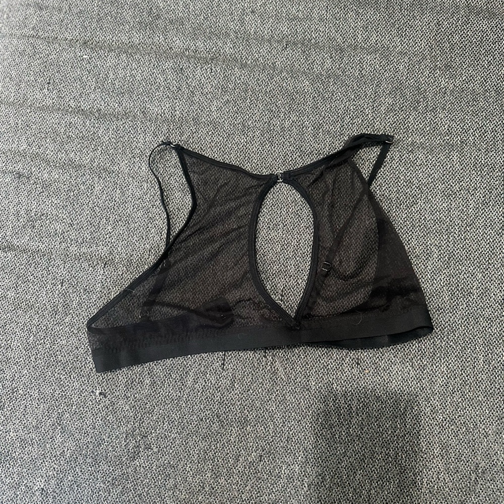 Amazon Black Racerback Bra with Mesh Panels